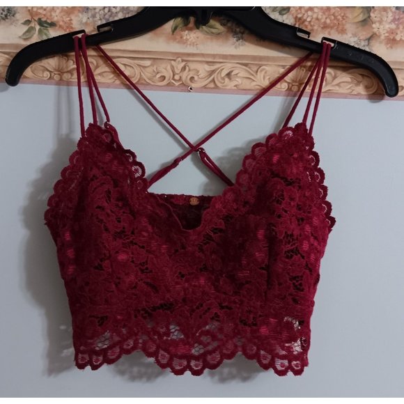Free People Other - Free People One Maroon Small Lace Adjustable Sexy Casual Stretch Bralette
